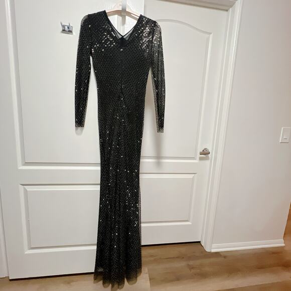 Self-Portrait Rhinestone Fishnet Crossover Maxi Dress 6 - Picture 6 of 7